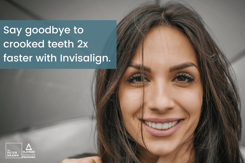 Say goodbye to crooked teeth 2x faster with Invisalign - woman smiling